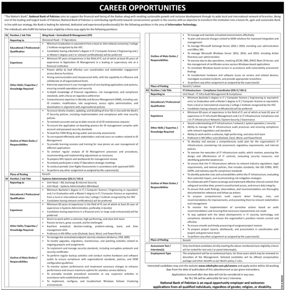 National Bank of Pakistan Jobs in Karachi