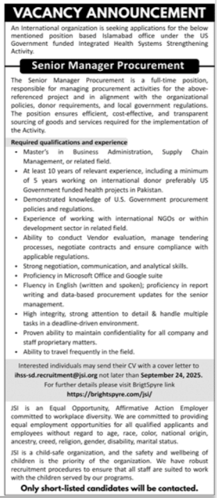 International Organization Jobs in Lahore